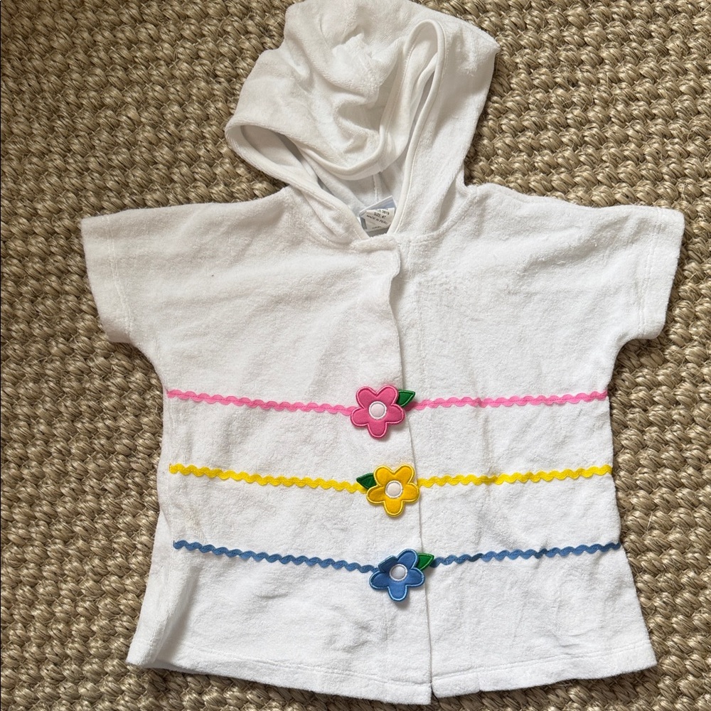 Florence Eiseman White Hooded Swim Cover-Up Top
